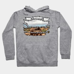 Ripped Wildlife Elephant & Buffalo Hoodie